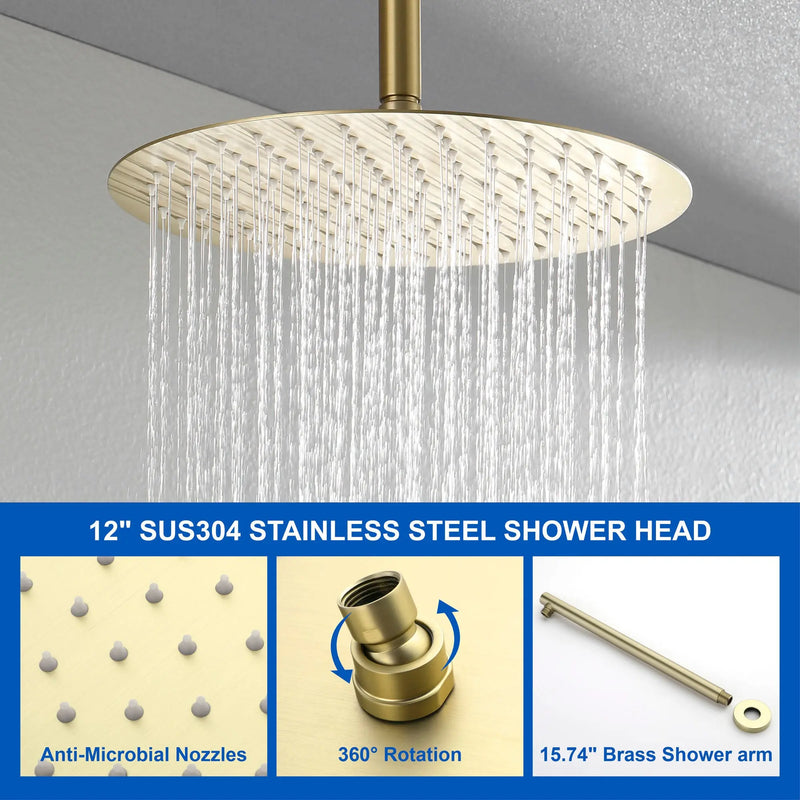 Single Handle 12" Ceiling-Mounted Bath and Shower System Set with 7 Settings Hand Spray, Waterfall Spout single-handle-12-ceiling-mounted-bath-and-shower-system-set-with-6-settings-hand-spray-waterfall-spout 