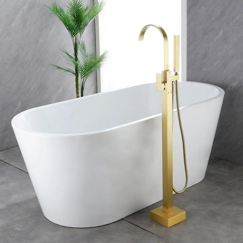 Single Handle Floor Mounted Free Standing Bathtub Faucet Tub Filler Faucet with Handshower single-handle-floor-mounted-free-standing-bathtub-faucet-tub-filler-faucet-with-handshower 