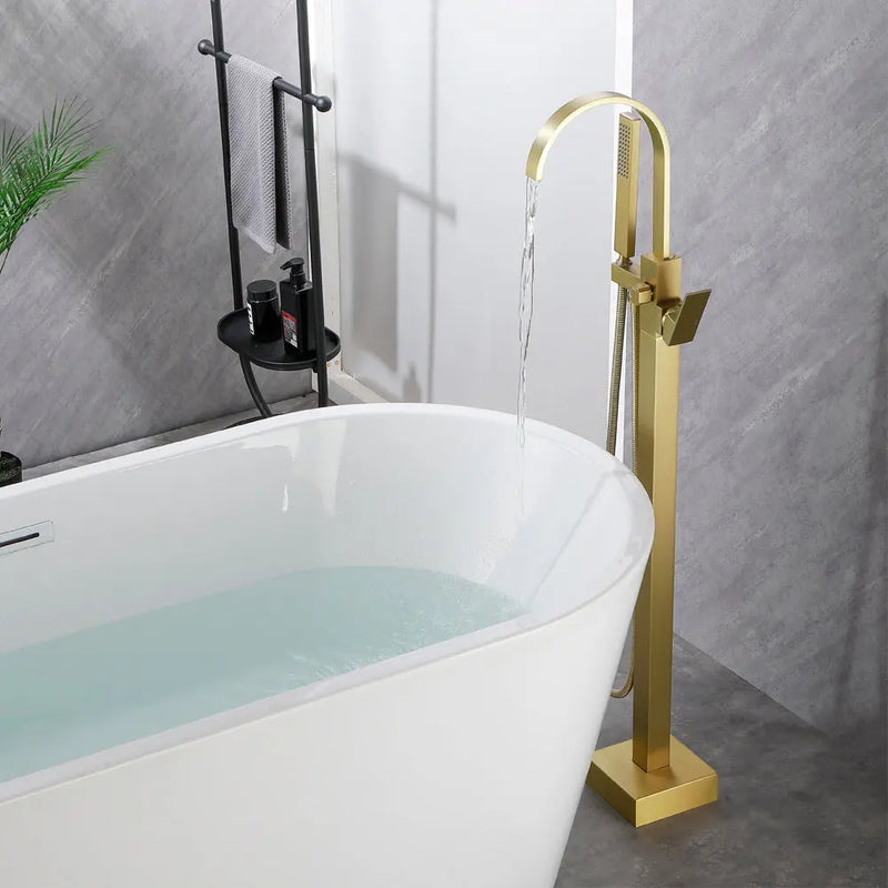 Single Handle Floor Mounted Free Standing Bathtub Faucet Tub Filler Faucet with Handshower single-handle-floor-mounted-free-standing-bathtub-faucet-tub-filler-faucet-with-handshower 