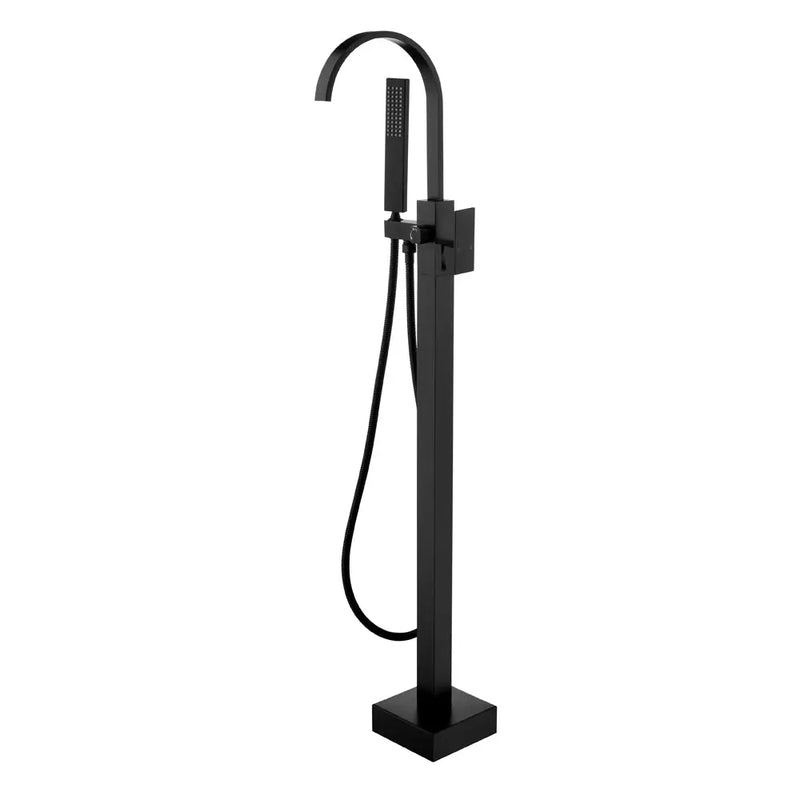 Single Handle Floor Mounted Free Standing Bathtub Faucet Tub Filler Faucet with Handshower single-handle-floor-mounted-free-standing-bathtub-faucet-tub-filler-faucet-with-handshower Matte Black / 31.9"*12.0"*3.7"