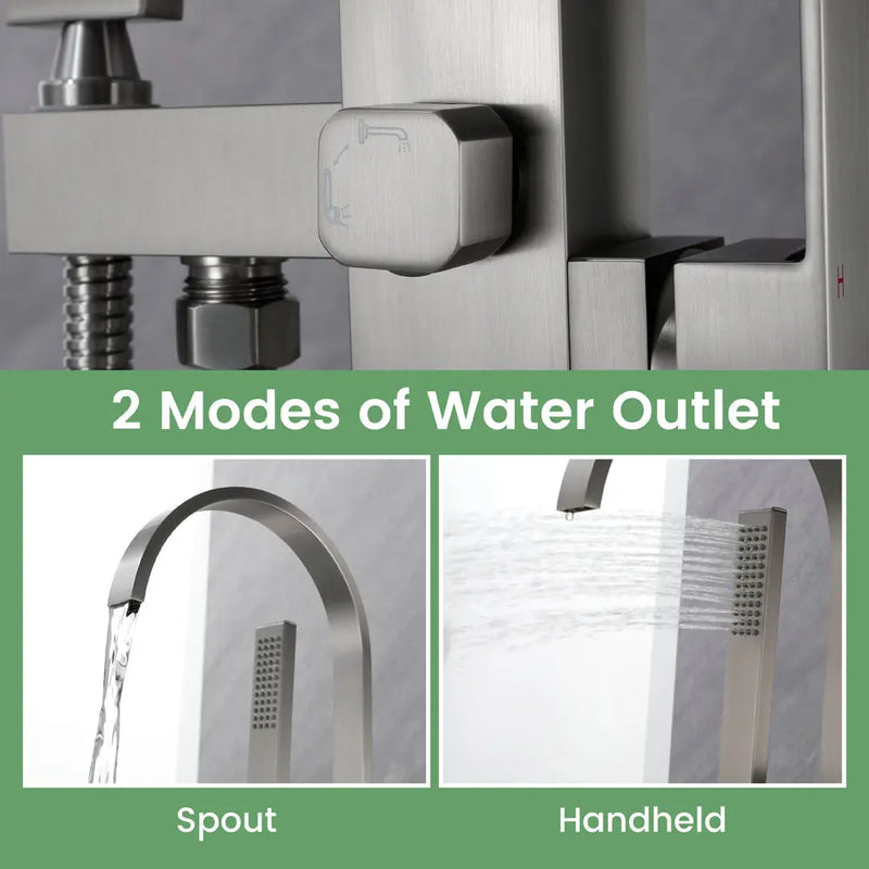 Single Handle Floor Mounted Free Standing Bathtub Faucet Tub Filler Faucet with Handshower single-handle-floor-mounted-free-standing-bathtub-faucet-tub-filler-faucet-with-handshower 