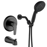 Single Handle High-Pressure Round 10-Mode Hand Shower and Tub Spout System with Valve single-handle-high-pressure-round-10-mode-hand-shower-and-tub-spout-system-with-valve Matte Black / Brass & SUS304 & ABS / 6.7*6.7*9.8 inches
