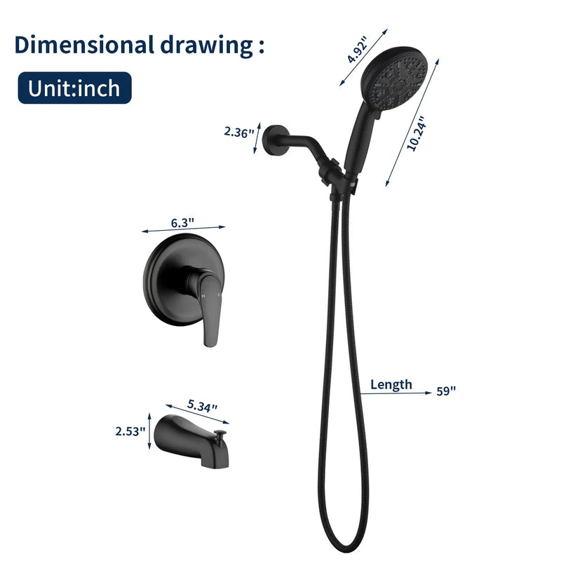 Single Handle High-Pressure Round 10-Mode Hand Shower and Tub Spout System with Valve single-handle-high-pressure-round-10-mode-hand-shower-and-tub-spout-system-with-valve 