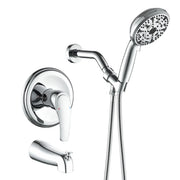 Single Handle High-Pressure Round 10-Mode Hand Shower and Tub Spout System with Valve single-handle-high-pressure-round-10-mode-hand-shower-and-tub-spout-system-with-valve Chrome / Brass & SUS304 & ABS / 6.7*6.7*9.8 inches