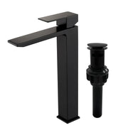 Single Handle High Basin Faucet SS304 Hot Cold Water Mixer Bathroom Vessel Sink Faucet with Pop-Up Waste single-handle-ss304-hot-cold-water-mixer-high-basin-faucet-with-pop-up-waste Matte Black / SUS304 / 16.5*106.*3.5 inches