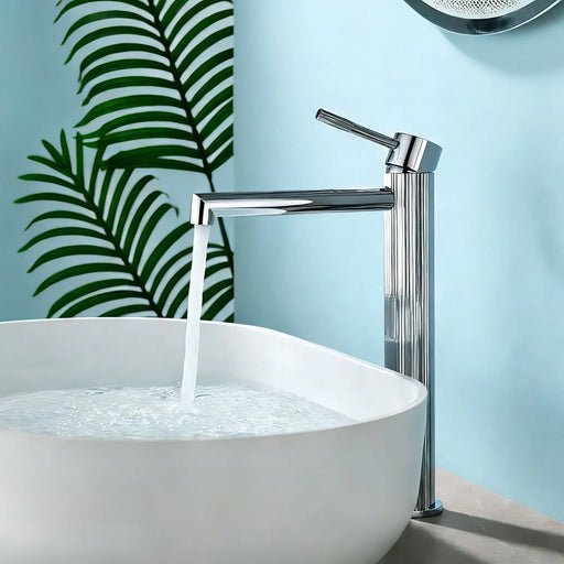 Single Handle Tall Bathroom Faucet for Vessel Sink with Aerator Brass Face Basin Faucet with Drain Assembly single-handle-tall-bathroom-faucet-for-vessel-sink-with-aerator Chrome / Brass / Hot and cold water mixer