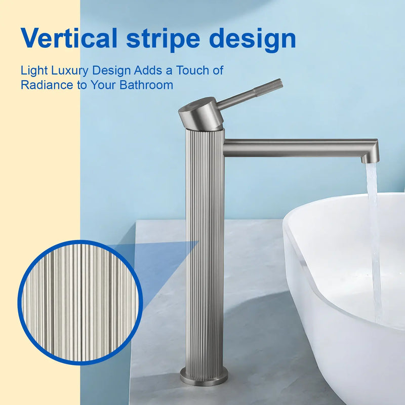 Single Handle Tall Bathroom Faucet for Vessel Sink with Aerator Brass Face Basin Faucet with Drain Assembly single-handle-tall-bathroom-faucet-for-vessel-sink-with-aerator 