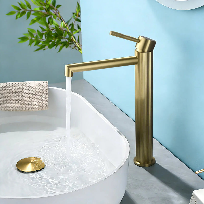Single Handle Tall Bathroom Faucet for Vessel Sink with Aerator Brass Face Basin Faucet with Drain Assembly single-handle-tall-bathroom-faucet-for-vessel-sink-with-aerator 