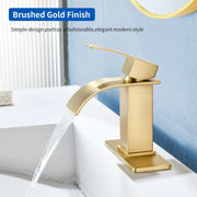 Single Handle Vanity Faucet with Pop-Up Drain Stainless Steel Waterfall Single Hole Bathroom Basin Faucet, 1.2GPM stainless-steel-single-handle-vessel-faucet-popup-drain 