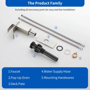 Single Handle Vanity Faucet with Pop-Up Drain Stainless Steel Waterfall Single Hole Bathroom Basin Faucet, 1.2GPM stainless-steel-single-handle-vessel-faucet-popup-drain 