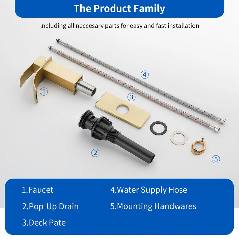 Single Handle Vanity Faucet with Pop-Up Drain Stainless Steel Waterfall Single Hole Bathroom Basin Faucet, 1.2GPM stainless-steel-single-handle-vessel-faucet-popup-drain 