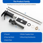 Single Handle Vanity Faucet with Pop-Up Drain Stainless Steel Waterfall Single Hole Bathroom Basin Faucet, 1.2GPM stainless-steel-single-handle-vessel-faucet-popup-drain 