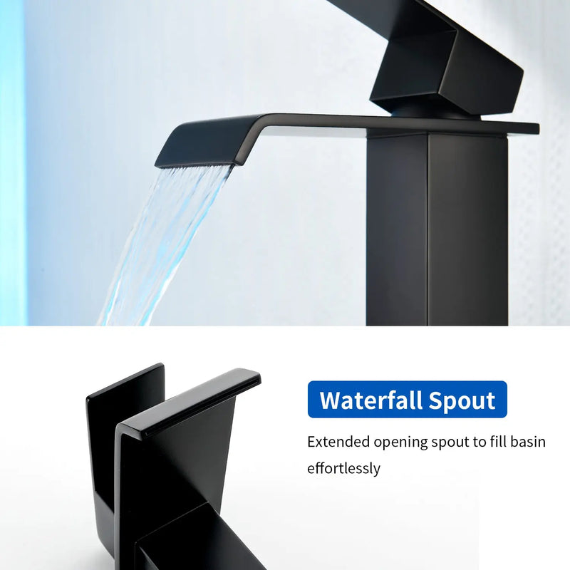 Single Hole Lavatory Faucet Tap Hot and Cold Water Mixer One-Handle Bathroom Waterfall Face Basin Faucet With Pop-Up Drainer hot-and-cold-water-mixer-one-handle-bathroom-waterfall-face-basin-faucet 