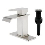 Single Hole Lavatory Faucet Tap Hot and Cold Water Mixer One-Handle Bathroom Waterfall Face Basin Faucet With Pop-Up Drainer hot-and-cold-water-mixer-one-handle-bathroom-waterfall-face-basin-faucet Brushed Nickel / SUS304 / 13.2*11.2*3.5 inches