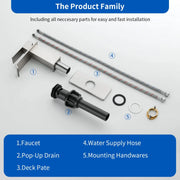 Single Hole Lavatory Faucet Tap Hot and Cold Water Mixer One-Handle Bathroom Waterfall Face Basin Faucet With Pop-Up Drainer hot-and-cold-water-mixer-one-handle-bathroom-waterfall-face-basin-faucet 
