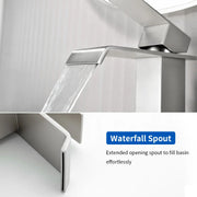 Single Hole Lavatory Faucet Tap Hot and Cold Water Mixer One-Handle Bathroom Waterfall Face Basin Faucet With Pop-Up Drainer hot-and-cold-water-mixer-one-handle-bathroom-waterfall-face-basin-faucet 