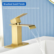 Single Hole Lavatory Faucet Tap Hot and Cold Water Mixer One-Handle Bathroom Waterfall Face Basin Faucet With Pop-Up Drainer hot-and-cold-water-mixer-one-handle-bathroom-waterfall-face-basin-faucet 