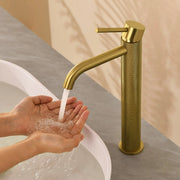 Single Hole Vessel Bathroom Faucet1.2GPM Round Hot Cold Tall Basin Mixer with SUS 304 Drain Assembly -Matt Black, Chrome, Brushed Nicke, Brushed Gold single-hole-vessel-faucet-tall-1-2gpm-with-drain 