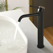 Single Hole Vessel Bathroom Faucet1.2GPM Round Hot Cold Tall Basin Mixer with SUS 304 Drain Assembly -Matt Black, Chrome, Brushed Nicke, Brushed Gold single-hole-vessel-faucet-tall-1-2gpm-with-drain 