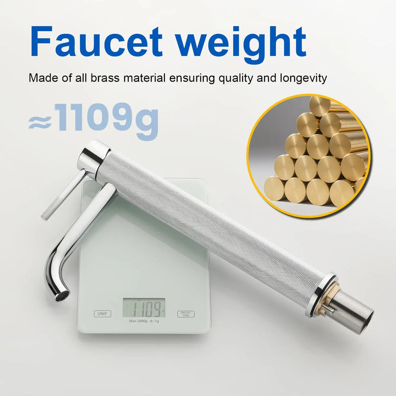Single Hole Vessel Bathroom Faucet1.2GPM Round Hot Cold Tall Basin Mixer with SUS 304 Drain Assembly -Matt Black, Chrome, Brushed Nicke, Brushed Gold single-hole-vessel-faucet-tall-1-2gpm-with-drain 