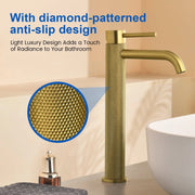 Single Hole Vessel Bathroom Faucet1.2GPM Round Hot Cold Tall Basin Mixer with SUS 304 Drain Assembly -Matt Black, Chrome, Brushed Nicke, Brushed Gold single-hole-vessel-faucet-tall-1-2gpm-with-drain 