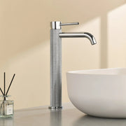 Single Hole Vessel Bathroom Faucet1.2GPM Round Hot Cold Tall Basin Mixer with SUS 304 Drain Assembly -Matt Black, Chrome, Brushed Nicke, Brushed Gold single-hole-vessel-faucet-tall-1-2gpm-with-drain 