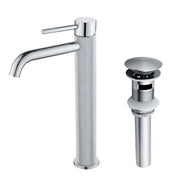 Single Hole Vessel Bathroom Faucet1.2GPM Round Hot Cold Tall Basin Mixer with SUS 304 Drain Assembly -Matt Black, Chrome, Brushed Nicke, Brushed Gold single-hole-vessel-faucet-tall-1-2gpm-with-drain 
