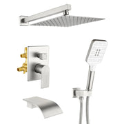 Square 10-inch Rainfall Shower Head Set with 3-Setting Handheld Shower and 4.72-inch Waterfall Spout square-10-inch-rainfall-shower-head-set-with-3-setting-handheld-shower-and-4-72-inch-waterfall-spout 