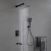 Square 10-inch Rainfall Shower Head Set with 3-Setting Handheld Shower and 4.72-inch Waterfall Spout square-10-inch-rainfall-shower-head-set-with-3-setting-handheld-shower-and-4-72-inch-waterfall-spout Matte Black / Brass & SUS304 & ABS / 17.3*13.4*5.5inches
