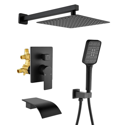 Square 10-inch Rainfall Shower Head Set with 3-Setting Handheld Shower and 4.72-inch Waterfall Spout square-10-inch-rainfall-shower-head-set-with-3-setting-handheld-shower-and-4-72-inch-waterfall-spout 
