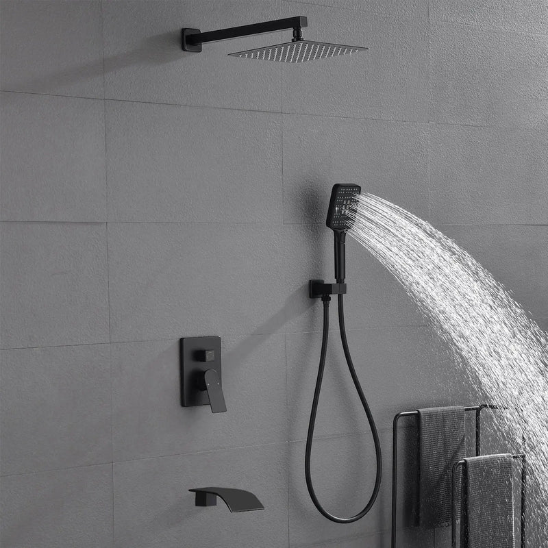 Square 10-inch Rainfall Shower Head Set with 3-Setting Handheld Shower and 4.72-inch Waterfall Spout square-10-inch-rainfall-shower-head-set-with-3-setting-handheld-shower-and-4-72-inch-waterfall-spout 