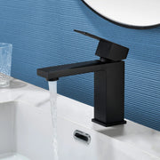 Stainless Steel Basin Faucets Square One Handle Hot and Cold Water Mixer Hotel Vanity Faucet for Bathroom stainless-steel-one-handle-hotel-basin-faucets-with-hot-and-cold-water Matte Black / SUS304 / 13.2*11.2*3.5 inches