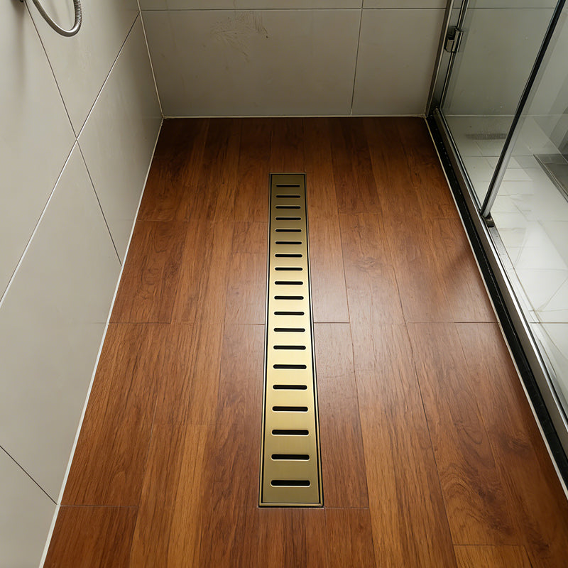 SUS304 Rectangular Floor Drain with Flange 24" Linear Shower Drain in Matte Black, Brushed Nickel, Brushed Gold
