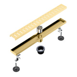 SUS304 Rectangular Floor Drain with Flange 24" Linear Shower Drain in Matte Black, Brushed Nickel, Brushed Gold