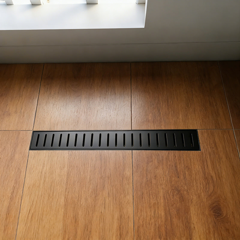 SUS304 Rectangular Floor Drain with Flange 24" Linear Shower Drain in Matte Black, Brushed Nickel, Brushed Gold