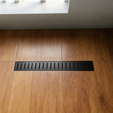 SUS304 Rectangular Floor Drain with Flange 24" Linear Shower Drain in Matte Black, Brushed Nickel, Brushed Gold