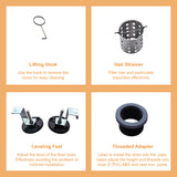 SUS304 Rectangular Floor Drain with Flange 24" Linear Shower Drain in Matte Black, Brushed Nickel, Brushed Gold