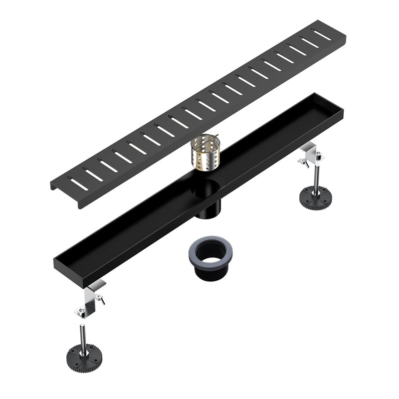 SUS304 Rectangular Floor Drain with Flange 24" Linear Shower Drain in Matte Black, Brushed Nickel, Brushed Gold