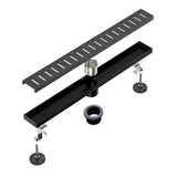 SUS304 Rectangular Floor Drain with Flange 24" Linear Shower Drain in Matte Black, Brushed Nickel, Brushed Gold