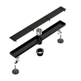 24 Inch Linear Shower Drain with Flange Stainless Steel Long Floor Drain for Bathroom