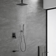 Three-way Ceiling Mounted Shower System, 10" Rain Shower Faucet Set with handheld shower and Waterfall Spout ceiling-mounted-rain-shower-system-handheld-shower-head-10-rain-shower-faucet-sets-complete-with-shower-round-in-valve-and-trim-wall-mounted-matte-black 