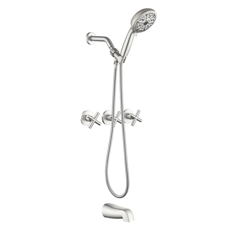 Triple Handles 10-Spray Tub Shower Faucet Wall Mount Shower Trim Kit with 5 In. High Pressure Hand Shower triple-handles-10-spray-tub-shower-faucet-wall-mount-shower-trim-kit-with-5-in-high-pressure-hand-shower 