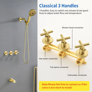 Triple Handles 10-Spray Tub Shower Faucet Wall Mount Shower Trim Kit with 5 In. High Pressure Hand Shower triple-handles-10-spray-tub-shower-faucet-wall-mount-shower-trim-kit-with-5-in-high-pressure-hand-shower 