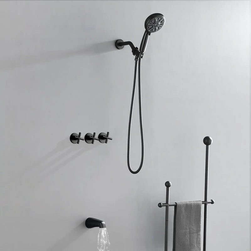 Triple Handles 10-Spray Tub Shower Faucet Wall Mount Shower Trim Kit with 5 In. High Pressure Hand Shower triple-handles-10-spray-tub-shower-faucet-wall-mount-shower-trim-kit-with-5-in-high-pressure-hand-shower 