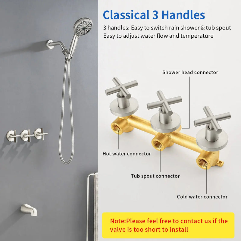Triple Handles 10-Spray Tub Shower Faucet Wall Mount Shower Trim Kit with 5 In. High Pressure Hand Shower triple-handles-10-spray-tub-shower-faucet-wall-mount-shower-trim-kit-with-5-in-high-pressure-hand-shower 