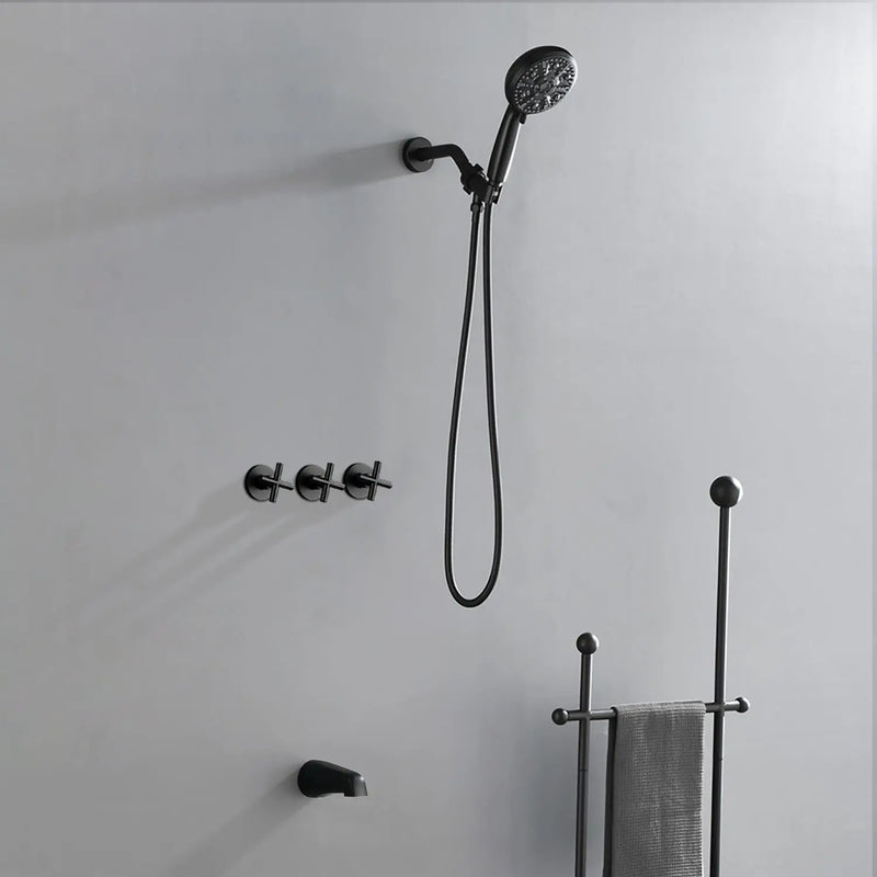 Triple Handles 10-Spray Tub Shower Faucet Wall Mount Shower Trim Kit with 5 In. High Pressure Hand Shower triple-handles-10-spray-tub-shower-faucet-wall-mount-shower-trim-kit-with-5-in-high-pressure-hand-shower 