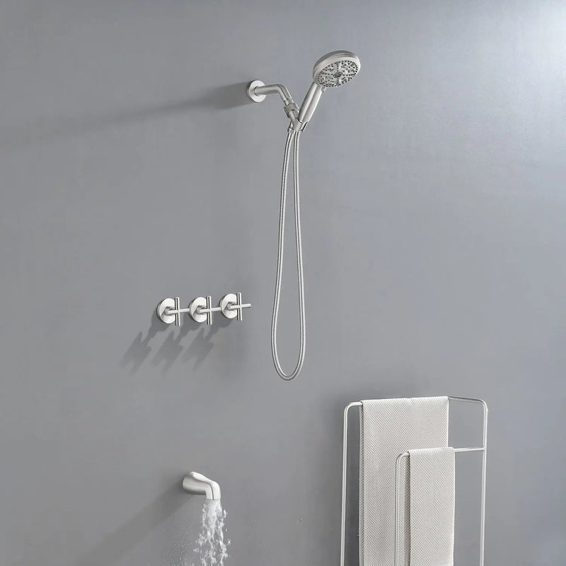 Triple Handles 10-Spray Tub Shower Faucet Wall Mount Shower Trim Kit with 5 In. High Pressure Hand Shower triple-handles-10-spray-tub-shower-faucet-wall-mount-shower-trim-kit-with-5-in-high-pressure-hand-shower 