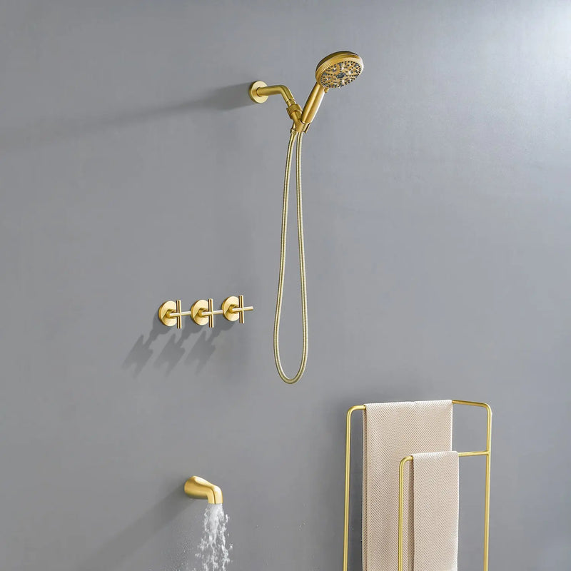 Triple Handles 10-Spray Tub Shower Faucet Wall Mount Shower Trim Kit with 5 In. High Pressure Hand Shower triple-handles-10-spray-tub-shower-faucet-wall-mount-shower-trim-kit-with-5-in-high-pressure-hand-shower 