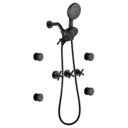 Triple Handles 7-Mode Dual Head Built-In Rainfall Shower System with 4 Body Jets triple-handles-7-mode-dual-head-built-in-rainfall-shower-system-with-4-body-jets Matte Black / Brass & SUS304 & ABS / 17.3*10.1*5.4 inches