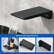 Tub and Shower Faucet Set Shower System with 10-Inch Rain Shower Head and Waterfall Tub Faucet Wall Mount Shower Valve and Trim Kit Included shamanda-shower-system-with-waterfall-tub-spout-and-handheld-shower-head-12-rain-shower-faucet-sets-complete-with-shower-round-in-valve-and-trim-wall-mounted 
